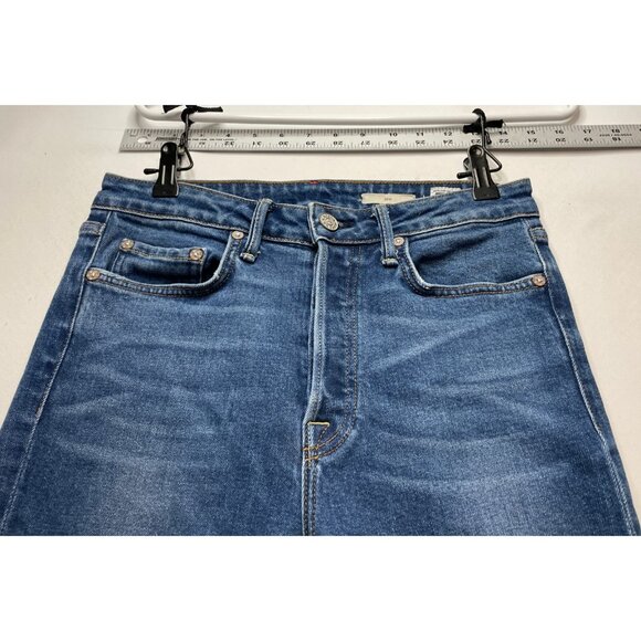 Noend Denim jeans womens 29 28 x 28 slim button fly high rise made USA blue work - Picture 2 of 16